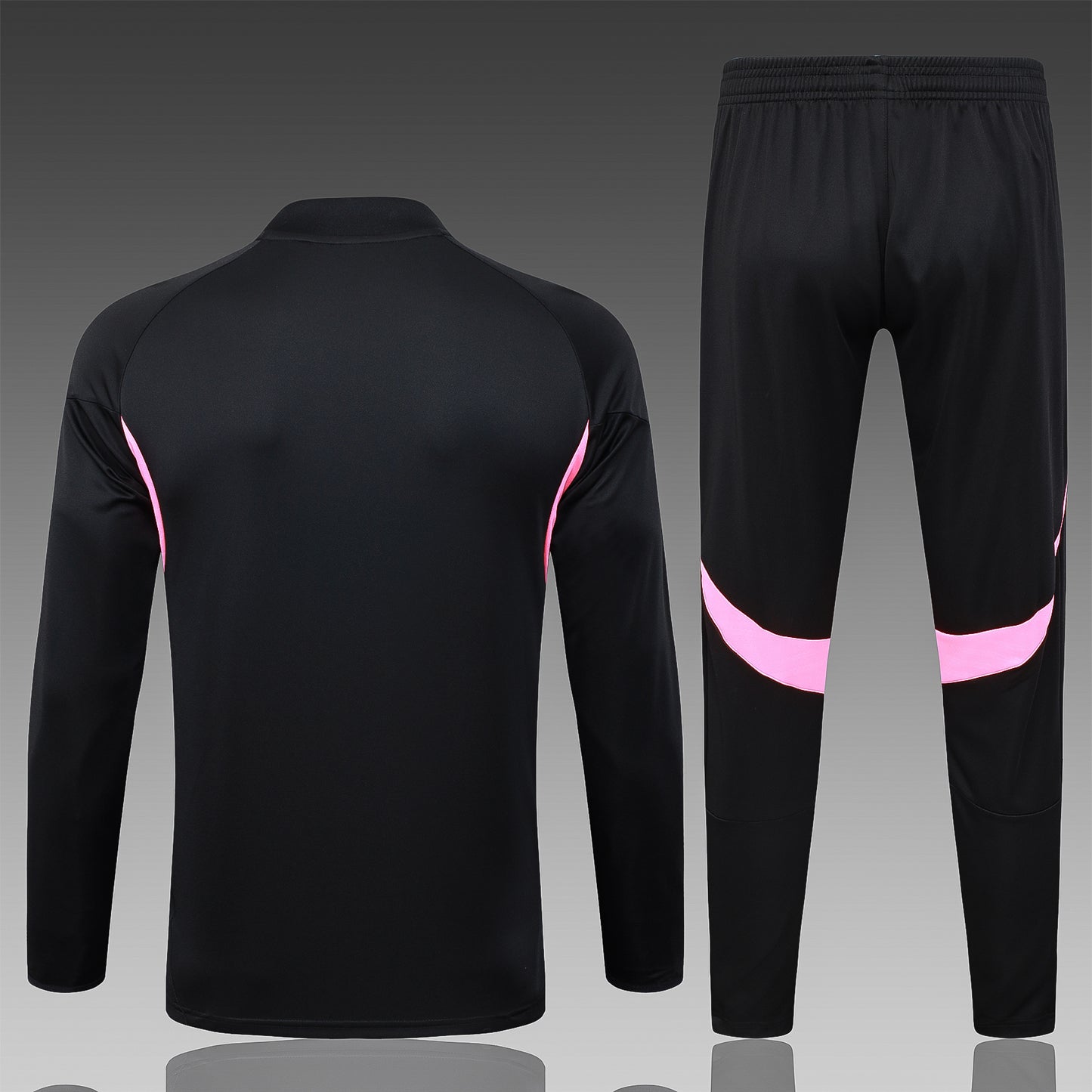 חליפת אימון ארסנל 2025/26 – שחור עם חצי רוכסן ופרטי ורוד