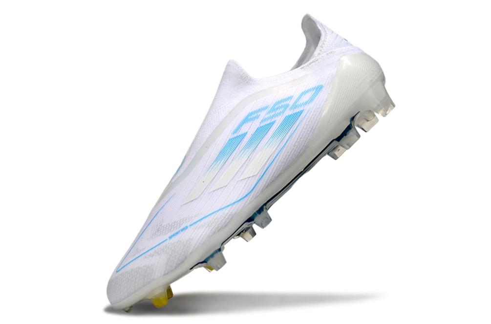 Adidas F50 Elite Laceless FG – מהדורה לבנה וכחולה שמיים נעליי אדידס