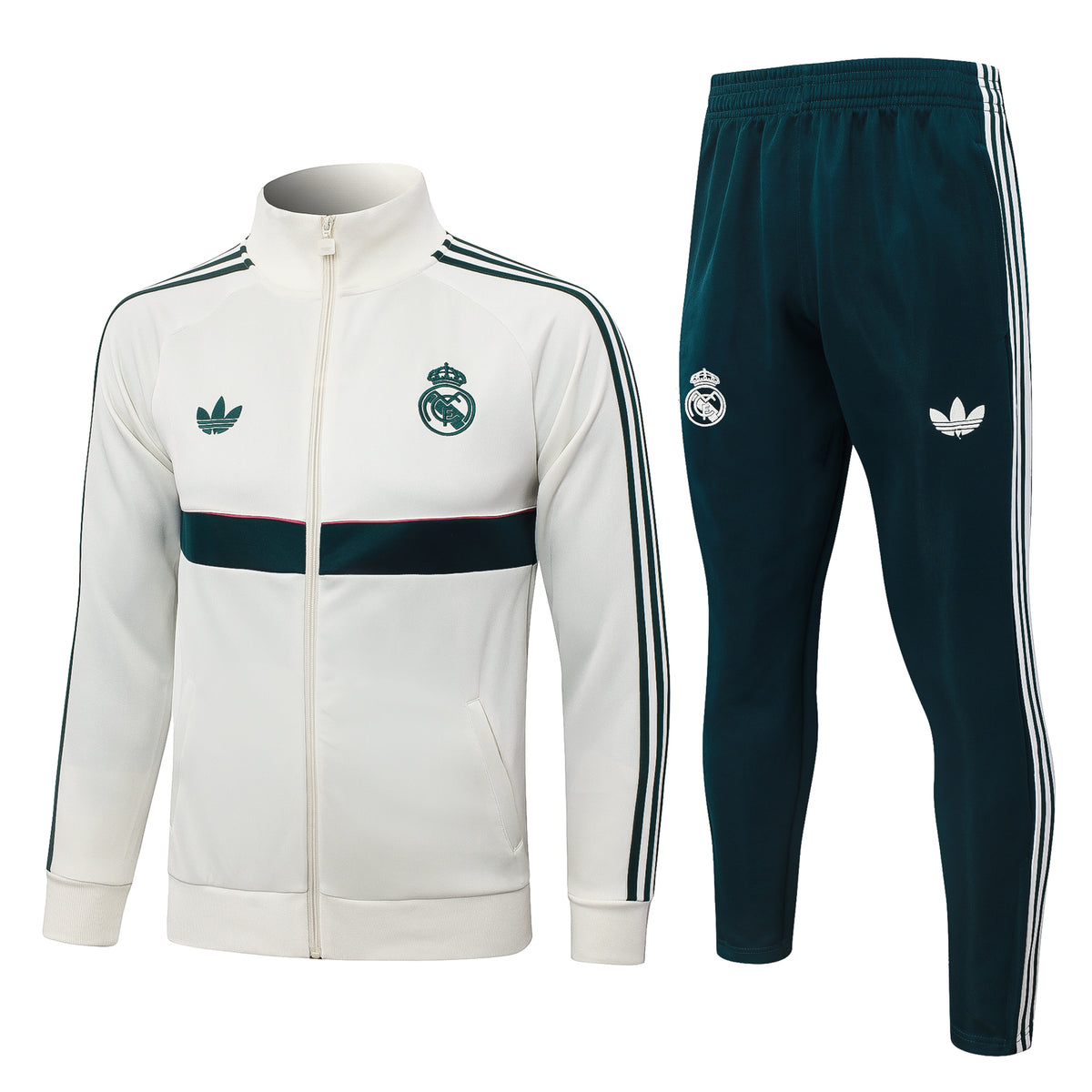 Adidas חליפת ריאל מדריד 2026/27 – קרם וירוק כהה