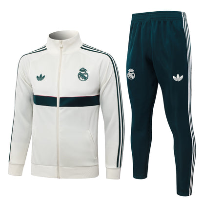 Adidas חליפת ריאל מדריד 2026/27 – קרם וירוק כהה